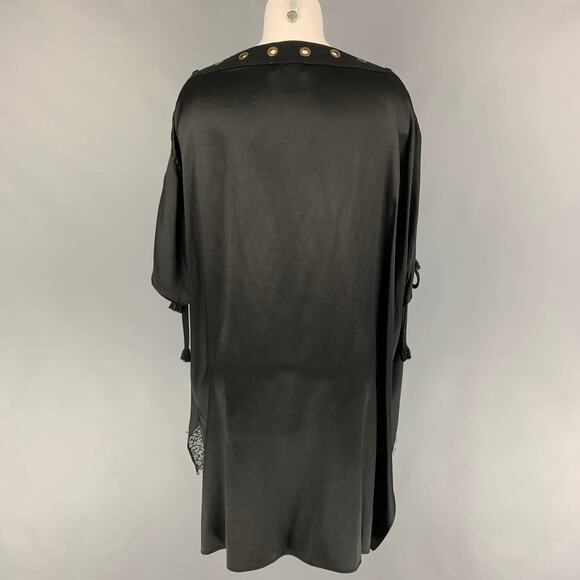 FAITH CONNEXION Size S Black Silk Raw Edge Dress Top - Picture 3 of 6